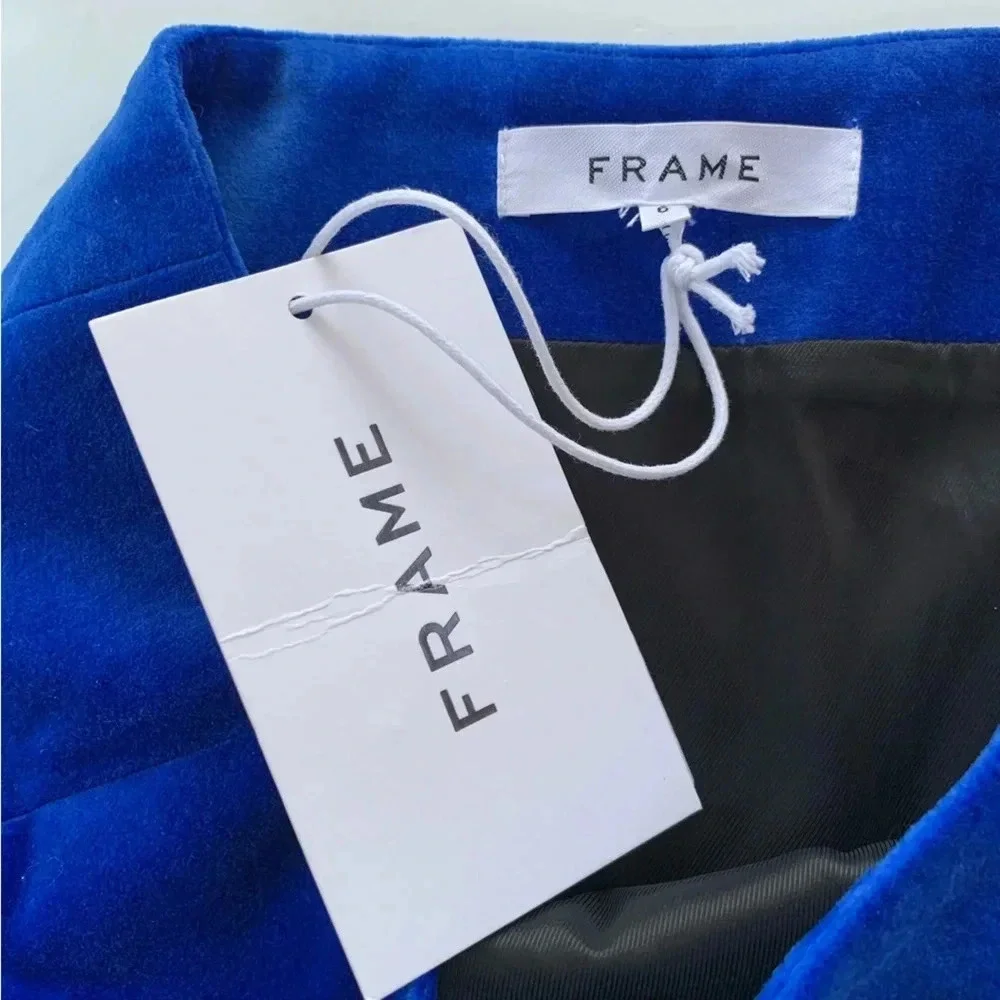 NWT Frame Velvet Seamed Stretch Mini Skirt Bluette Size 6